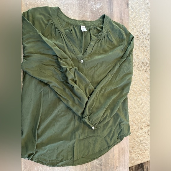Old Navy Long Sleeve Green Blouse Medium - Picture 1 of 9